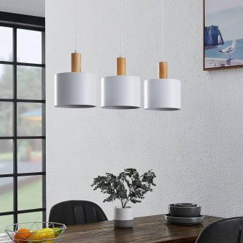 Lámpara colgante moderna Kadir de Lindby, color blanco, material metal, 3 llamas E27, ideal para salón y comedor