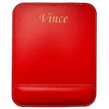 Almohadilla de cuero sintético de ratón personalizado con el texto: Vince