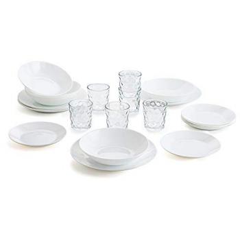 ARCOPAL ZELIE Set 18 Platos Opal Y 6 Vasos Vidrio