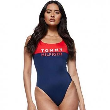 Tommy Hilfiger One-Piece, Parte de Arriba Bikini Mujer, Rojo