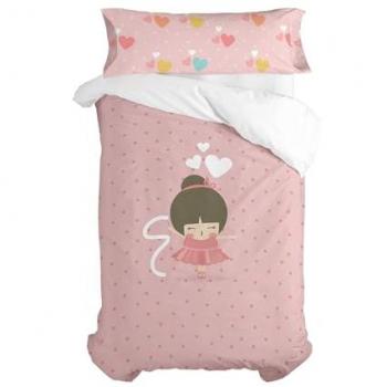 Juego de funda nórdica HappyFriday Happynois Dancing Multicolor Cama de 80 2 Piezas, 140x200 cm, 100% Algodón, Calidad de 150