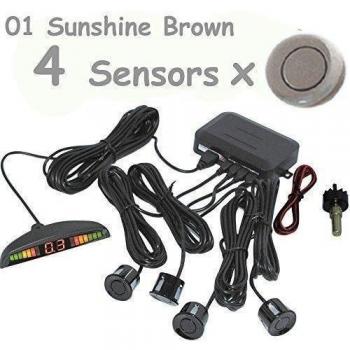 PolarLander LED 1 Set de vagones de Asistencia del sensor del estacionamiento de reserva reverso del radar Monitor del sistema de retroiluminaciÃ³n de pantalla con 4 sensores 01-de color marrÃ³n oscuro