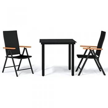 3-Piece Black Garden Dining Set