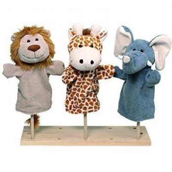 Marionetas de Mano Goki - Set de 3 Animales Salvajes (León, Jirafa, Elefante)