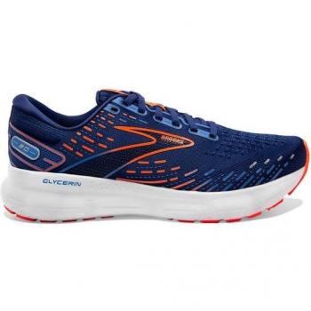 Brooks Glycerin 20 Men's Running Shoes - Extra Cushioning, Blue/Orange/White