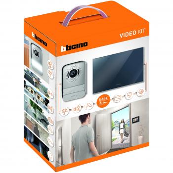 Kit Videoportero Bticino 317013 con Monitor de 7 Pulgadas a Color y Cámara Exterior Gran Angular con Visión Nocturna, Acabado Espejo