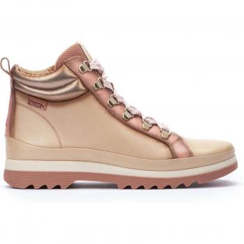 Pikolinos - Botines de piel para mujer Vigo W3W-8564 en color Brandy, abotinados con cordones y plantilla acolchada Memory Foam