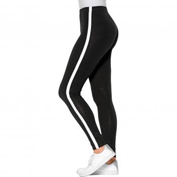 VENCA Legging Cintura elástica Mujer by Vencastyle - 019224,Negro/Blanco,4XL