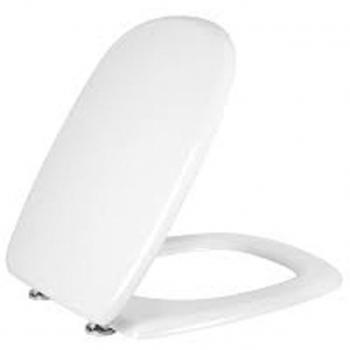 Asiento de inodoro Fleo ajustable en metal, madera MDF blanca