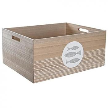 Caja Decorativa DKD Home Decor Natural Madera MDF Espirales Mediterráneo 50 x 40 x 22,5 cm