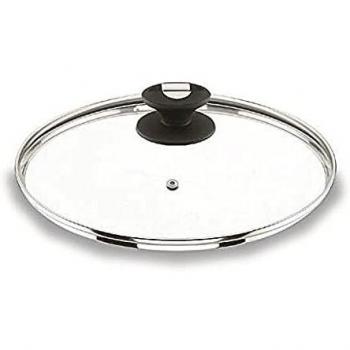 Tapa de vidrio con borde de inox y salida de vapor 28 cm