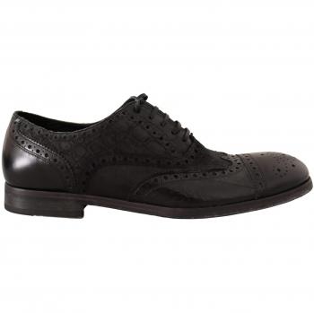 Dolce & Gabbana Black Leather Brogue Wing Tip Men Formal Shoes - EU43/US10