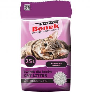 Arena para Gatos Super Benek Compact Lavanda Gris 25 L
