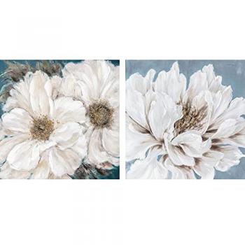 Cuadro DKD Home Decor Flores Romántico 80 x 2,4 x 80 cm y 80 x 3,5 x 80 cm (2 Unidades)