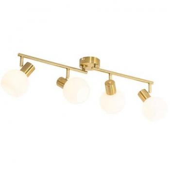Foco de Techo Inteligente Art Déco Dorado con Cristal Opalino, 4 Luces Ajustables Incluye 4 Bombillas Wifi P45 - Anouk