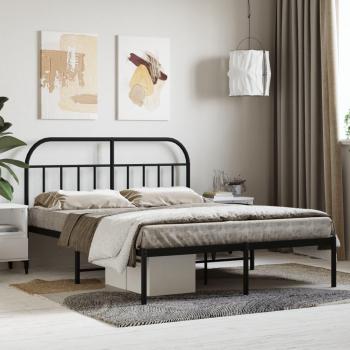 Cama con cabecero de metal negro 140x190 cm