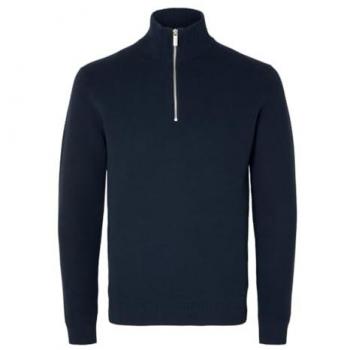 Suéter de Hombre Selected Homme Dane Azul Marino con Media Cremallera y Corte Regular