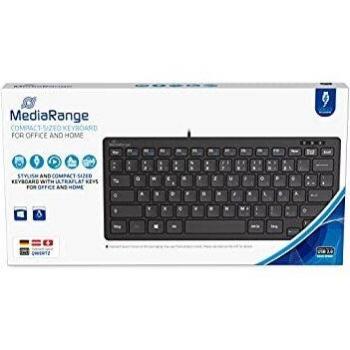 Teclado Compacto Ultraflaco con Cable QWERTZ Negro MediaRange MROS112