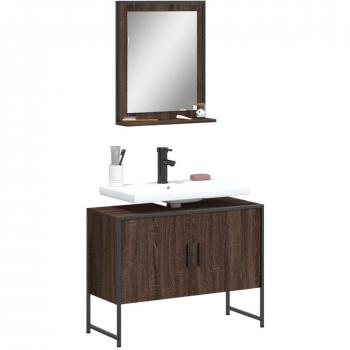 Conjunto de muebles de baño 2 piezas marrón madera roble multicapa