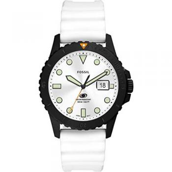 Reloj de Pulsera FOSSIL Mod. BLUE DIVE con diseño deportivo, resistente al agua hasta 200 metros, caja de acero inoxidable, esfera azul con detalles en blanco, correa de silicona azul, movimiento de cuarzo y