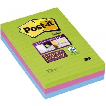 Post-it blocs notas adhesivas canary yellow formato XL con líneas 100 hojas 102x152 - pack 3