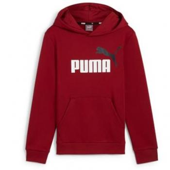 Sudadera Puma Essentials Big Logo Burdeos para niño, estilo casual, confort y diseño moderno