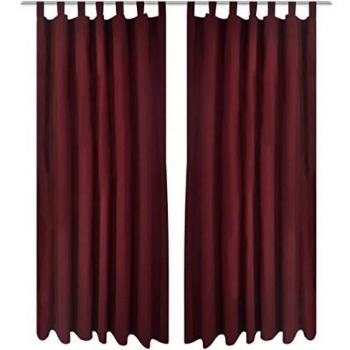 vidaXL 2X Cortinas Micro-Satinadas con Trabillas Separador Burdeos 140x225 cm