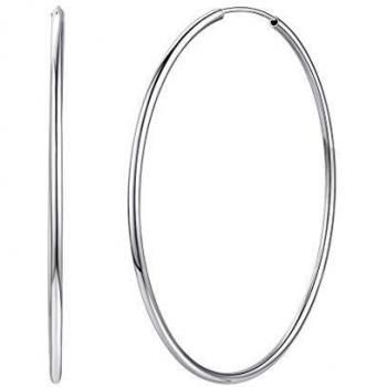 Silvora Plata Pendientes Aros grandes 70mm Pendientes XL para mujeres Aretes redondos Hoop Huggie