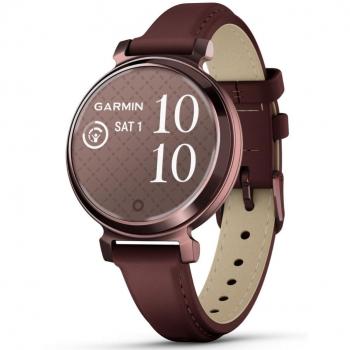 Garmin Lily 2 Classic Sport GPS Smartwatch with Heart Rate Monitor and Leather Band, Dark Bronze with Mulberry Leather Band