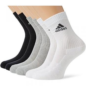 adidas 3S PER CR HC 6P - Calcetines unisex, color negro / gris / blanco, talla 43-46