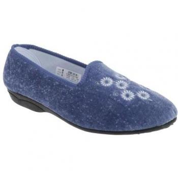 Zedzzz Women's Cathy Floral Embroidered Velor Slippers