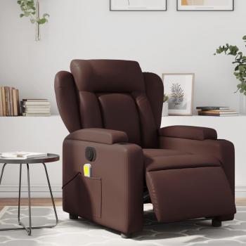 Sillón de masaje reclinable eléctrico cuero sintético marrón Vidaxl 554908