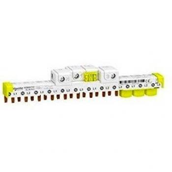 Peine de Distribución Schneider Electric Acti9 A9XPP712, 1 Fase, 230 V - 400 V, Conector 3P+N, 12 Módulos, 80A
