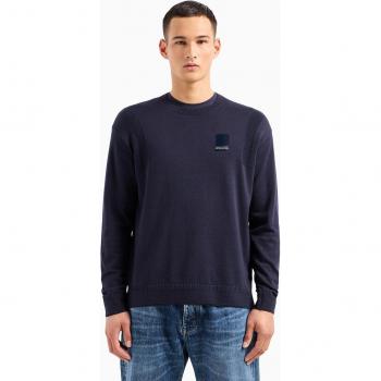 Armani Exchange Men's Organic Cotton Ottoman Knit Lightweight Sweatshirt - Navy Blue, 2XL