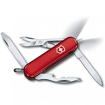 Victorinox Midnite Manager Swiss Army Pocket Knife, Small, Multi Tool, 10 Functions, LED, Scissors, Red