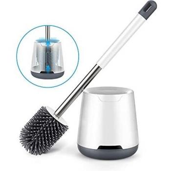 Escobillas Y Portaescobillas de Inodoro, Escobillas de Baño Silicona, Escobillas de Baño/Escobilla WC/Cepillo Limpieza,Cepillo Y Soporte para Inodoro de Silicona, Strong Decontamination