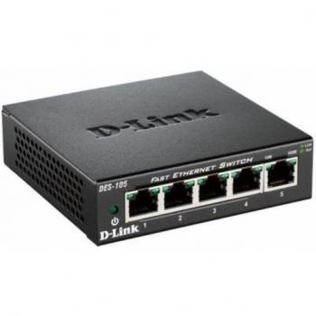 D-Link DES-105 5-Port 10/100Mbps Unmanaged Desktop Switch with Metal Housing