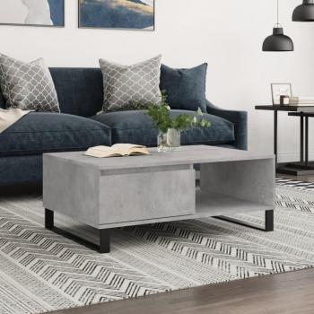 Mesa de centro multicapa de madera y hormigón gris 90x60x35 cm