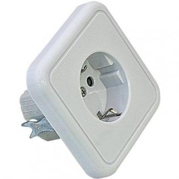 FAMATEL – Enchufe empotrar | Toma de corriente con TTL | 55 x 55 x 48 mm | Portacontactos en porcelana | 16A | 250V