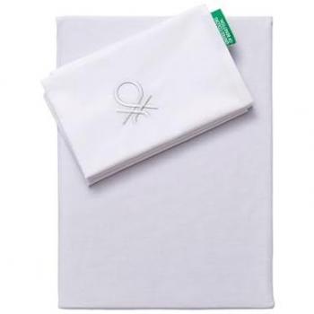 Set de Cama United Colors Of Benetton - Funda Nórdica 155x220cm y Funda de Almohada 80x80cm - Algodón 200TC - Blanco y Gris