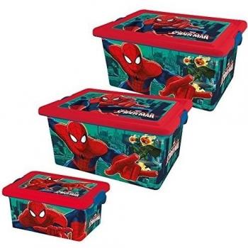 Spiderman 23308 - Set ordenación de 3 contenedores, plástico, color rojo