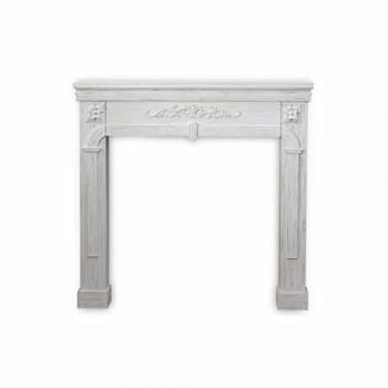 Marco de Chimenea Romance con efecto de madera blanca cerusa, dimensiones 104x17x100 cm