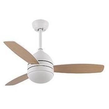 Ventilador de Techo DC Maestral Blanco 30W, 3 Aspas Blanco/Haya, 6 Velocidades, Control Remoto, Función Memoria y Temporizador, Iluminación de 2850 lm
