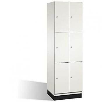 Armario de Compartimentos Bajo Llave Cambio C+P, 2 Abteile, HPL-Tür, Color Blanco, 6 Fächer
