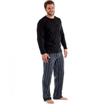 Hombres de Harvey James Thermal Top, pantalón de forro polar cálido pijama conjuntos negro negro XX-Large