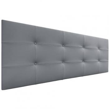 Cabecero Acolchado Capitone Tapizado en Polipiel Gris Ceniza, 160x60cm, Grosor 8cm para Cama Matrimonio e Individual