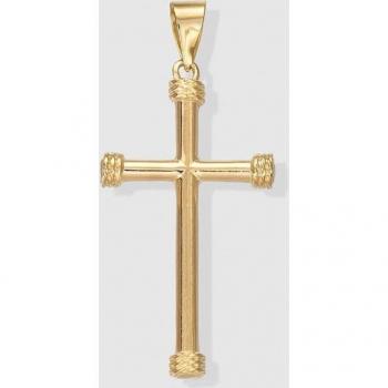 Colgante Cruz de oro amarillo con cadena incluida, diseño elegante y acabado brillante