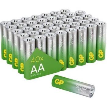 Baterías Alcalinas AA Mignon GP Super Alkaline 40 unidades Blister 030E15AS40-2