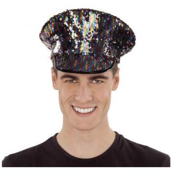 Gorra de Policía Multicolor con Lentejuelas Arcoíris