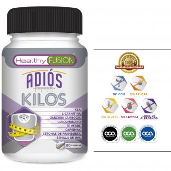 ADIÓS KILOS - Potente e Innovador Adelgazante – Reductor Eficaz del Apetito - Eliminador de Grasa Corporal – Estimulante Natural del Metabolismo – El Producto con la Formula más completa del mercado - Con Garcinia Cambogia Pura, CLA, L-Carnitina, 